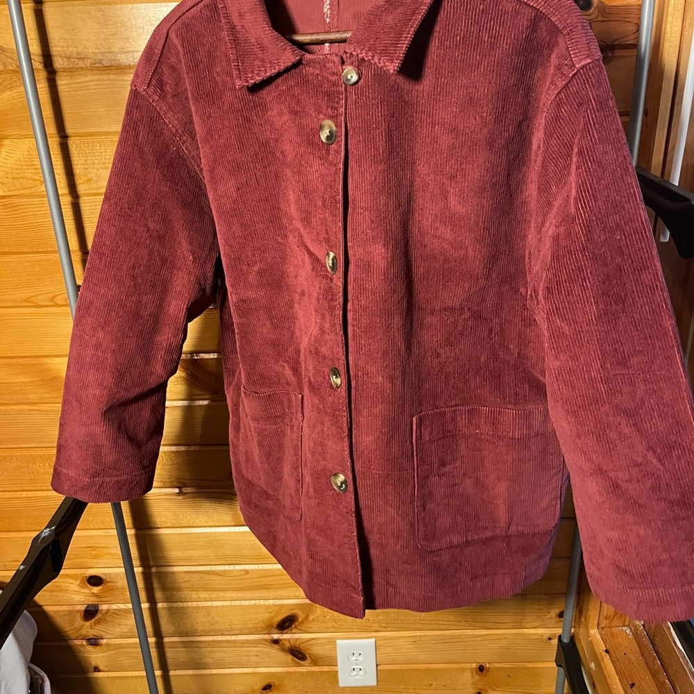 TRUE DENIM Corduroy Chore Jacket in Rust- Size L ISAAC MIZRAHI LIVE!
